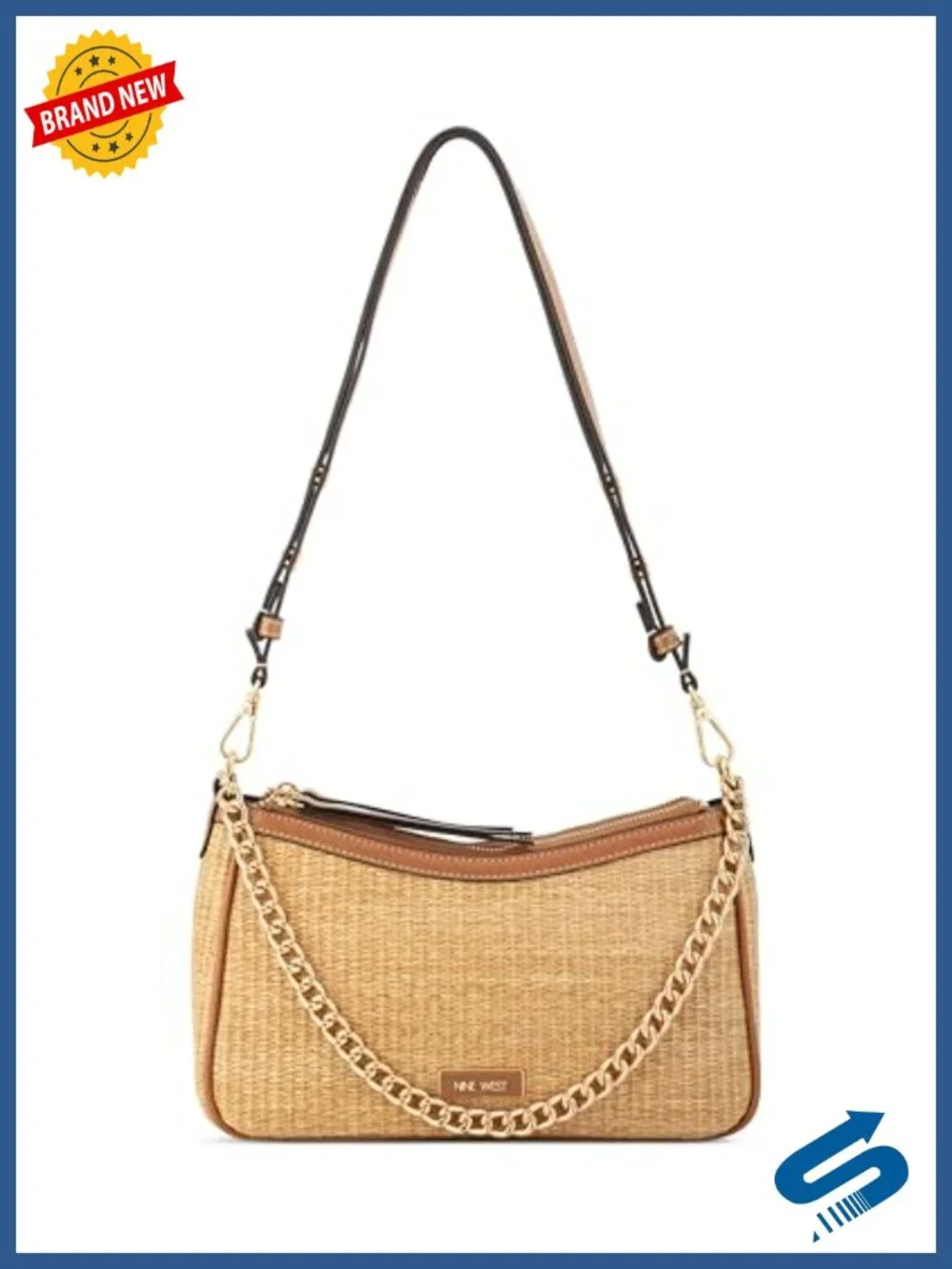 Convertible Shoulder Hobo Bag Faux Leather 4-in-1 Chain Strap